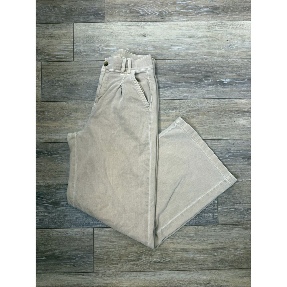 American Eagle Light Beige Wide-Leg Trouser Pants Sz 4